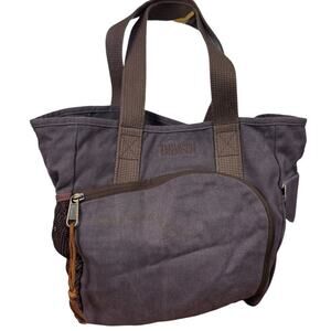 Duluth Trading Gray Brown Canvas Double Handle Bag Tote Shoulder Handbag Travel